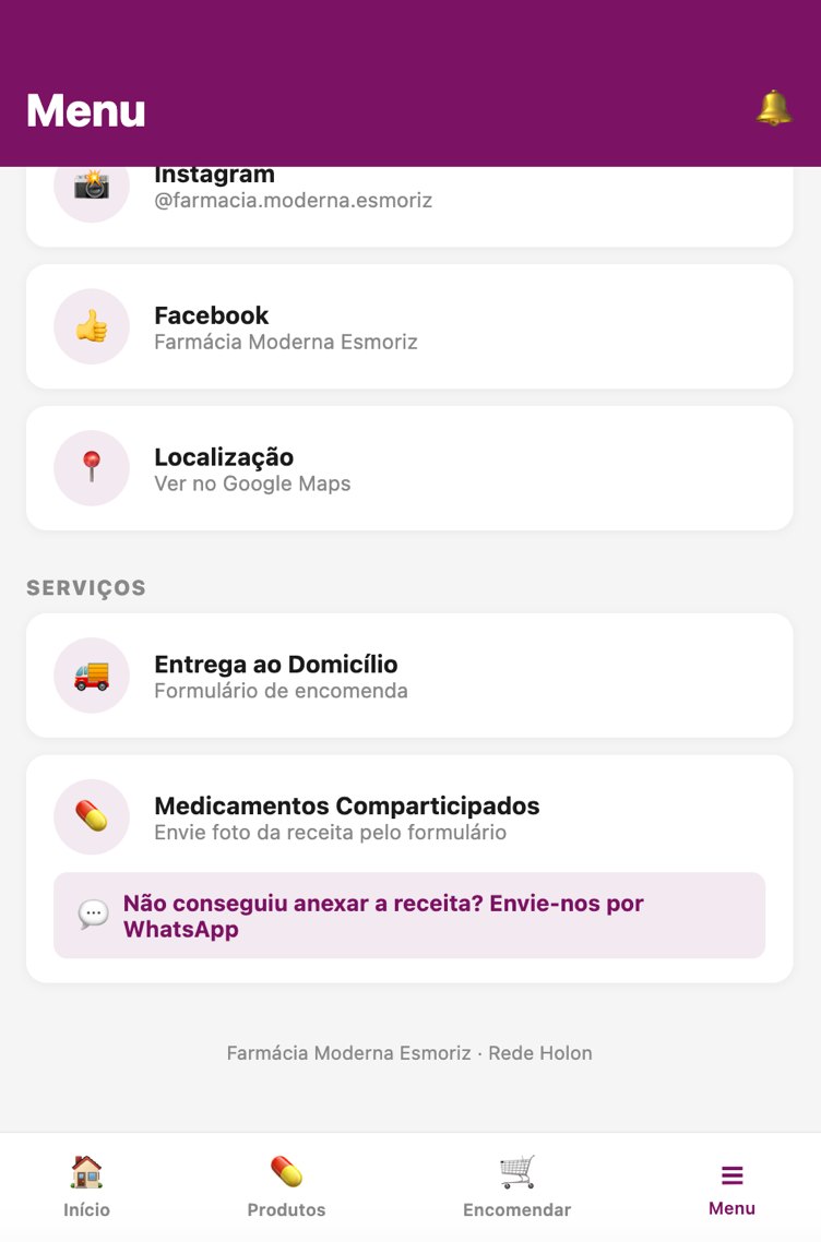 Pharmacy app menu screen