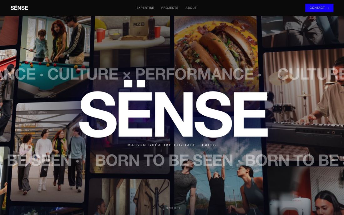 SËNSE website, real-time 3D homepage